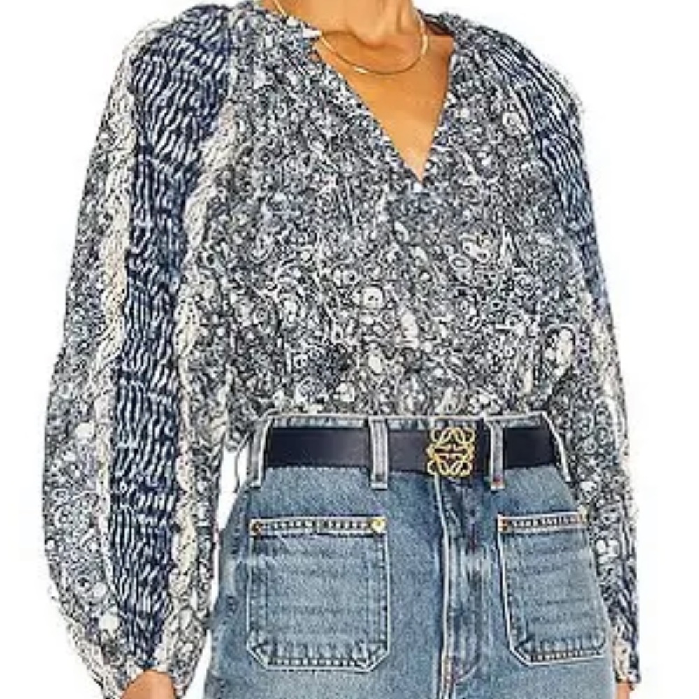Ulla Johnson Blue Patterned Top - image 3